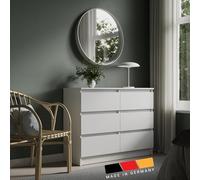 Commode 100cm de Large avec 6 tiroirs Commode Blanche en Bois Commode avec tiroirs Sideboard Highboard Buffet Chambre à Coucher Salon Entrée Bureau Organisateur Largeur 100 cm Hauteur 78 cm