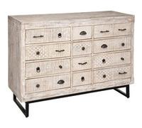 Commode 12 tiroirs Ajay manguier sculpté Atmosphera Beige G