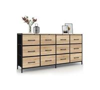 IDMarket – Commode UTAH 12 tiroirs en tissu 140 cm – design industriel