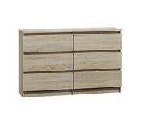 Commode 120 cm aspect bois - 6 Tiroirs - Meuble de Rangement Chambre - Dimensions 120x30x75 cm - Design Moderne et Élégant - Sonoma