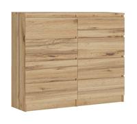 Commode 120 cm avec 8 tiroirs de style scandinave, Couleur : Chêne Wotan, Dimensions : L : 120 cm x P : 39 cm x H : 102 cm,