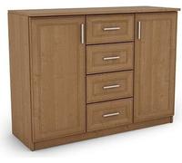 Commode 120 en aspect chêne avec ferrures Premium - 120x92x44 cm, à monter soi-même