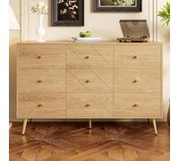 Commode, 120 L X 39 B X 80 H（cm） Buffet avec 9 Tiroirs Et Pieds en Fer - Solution De Rangement Élégante pour La Chambre, Le Salon Et Le Couloir