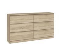 Home Collective Commode, Chambre à Coucher Couloir, Armoire, Sideboard, highboard avec 6 tiroirs, Largeur 140 cm Hauteur 75 | Sonoma Parfait pour Le Salon, la Chambre à Coucher ou la Salle à Manger