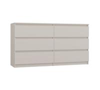 Commode 140 cm - 6 Tiroirs - Meuble de Rangement Chambre - Dimensions 138x40x75 cm - Design Moderne et Élégant - Taupe