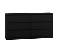 Commode 140 cm - 6 Tiroirs - Meuble de Rangement Chambre - Dimensions 138x40x75 cm - Design Moderne et Élégant - Noir