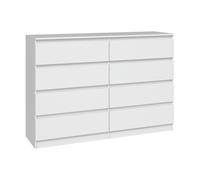 Home Collective Commode, Chambre Couloir, Armoire, Sideboard, highboard avec 8 tiroirs, Largeur 140 cm Hauteur 97 | Blanc