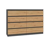Home Collective Commode, Chambre à Coucher Couloir, Armoire, Sideboard, highboard avec 8 tiroirs, Largeur 140 cm Hauteur 97 | Anthracite Artisan