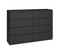 Home Collective Commode, entrée de Chambre, Armoire, Sideboard, highboard avec 8 tiroirs, Largeur 140 cm Hauteur 97 | Noir