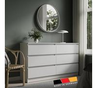 Commode 140cm de large avec 6 tiroirs Commode blanche en bois Commode avec tiroirs Sideboard Highboard Buffet Chambre à coucher Salon Entrée Bureau Organisateur Largeur 140 cm Hauteur 78 cm