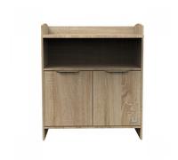 Sauthon Commode à langer – 2 portes et une niche, poignées dorées, décor chêne doré – azur marron TU