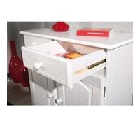 Commode 2 portes 2 tiroirs pin massif vernis blanc Brito 88 cm Blanc G