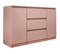 Commode 2 portes 3 tiroirs L: 120 cm, H: 78 cm, P: 40 cm, Couleur: ROSE, armoire chambre enfant, commode bebe, meuble de rangement
