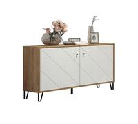 Commode 2 portes chêne artisan et blanc mat Kidou 123 cm