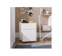 SoBuy Caisson bureau sur roulettes FBT121-W – 2 tiroirs – Effet bois blanc
