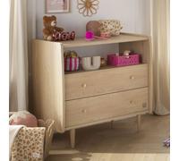 Commode 2 tiroirs et 1 niche pieds bois et poignées métal - my love marron TU