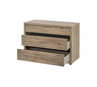 Commode 2 Tiroirs Trompe-l'Oeil Aspect Bois - IRISA -