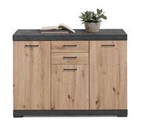 Commode 3 Portes & 2 Tiroirs "Cazeg" 120cm Naturel