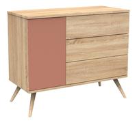 Commode 3 tiroir et 1 porte Seventies terracotta