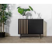 Commode 3 tiroirs 1 porte CORNEILLE avec tasseaux en pin massif BOBOCHIC Noir