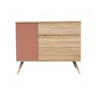 Commode 3 tiroirs 1 porte Terracotta Seventies