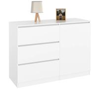 IDMarket - Commode 3 tiroirs + 1 Porte TOMI 110 cm Bois Blanc