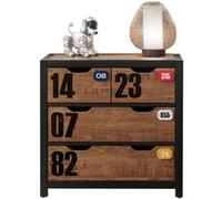 Commode 3 Tiroirs "Alex" 83cm Marron & Noir Marron G