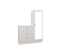 Commode 3 tiroirs avec armoire et miroir - Blanc - VITORIO