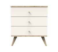 Commode 3 tiroirs avec pieds bois - camille vanille TU