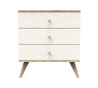 Commode 3 tiroirs avec pieds bois - camille vanille TU