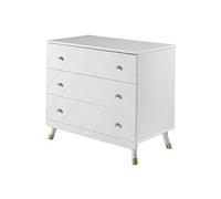 Commode 3 tiroirs bois blanc satiné Funy Gris