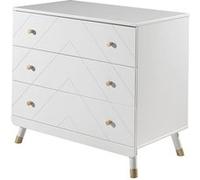 Commode 3 tiroirs bois blanc satiné Funy Gris G