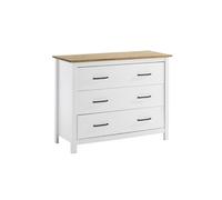 Commode 3 Tiroirs Bois Ciré coloris Blanc - TINA -