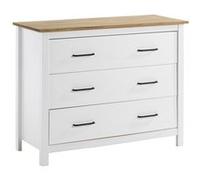 Commode 3 Tiroirs Bois Ciré coloris Blanc - TINA - ALTOBUY Blanc G