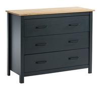 TINA - Commode 3 Tiroirs Bois Ciré coloris Bleu Pétrole - Altobuy Bleu G