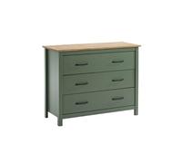 TINA - Commode 3 Tiroirs Bois Ciré coloris Vert