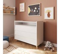 Commode 3 tiroirs bois massif peter blanc et bois TU