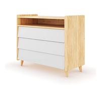 Commode 3 tiroirs bois massif peter bois et blanc TU