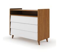 Commode 3 tiroirs bois massif peter noisette et blanc TU