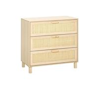 HomCom – Commode 4 tiroirs cannage en rotin – MDF 80×40×80 cm bois clair