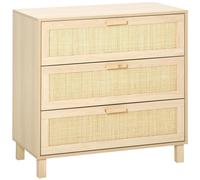 HomCom – Commode 4 tiroirs cannage en rotin – MDF 80×40×80 cm bois clair
