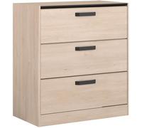 Commode - 3 tiroirs - Coloris Chêne et noir - L80 x P44 x H88 cm - PARISOT - ZODIAC
