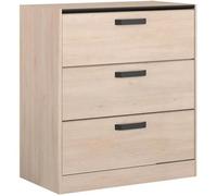 Commode - 3 Tiroirs - Coloris Chêne Et Noir - L80 X P44 X H88 Cm - Parisot - Zodiac