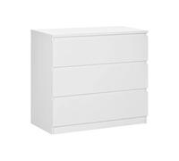 HomCom Commode 3 tiroirs – Style moderne épuré, fermeture en douceur – 80×39×73 cm, Blanc