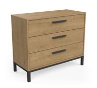 Demeyere Commode-3 Tiroirs-Craft-Fabriqué en France-Garantie 2 Ans, Chêne, L 90,7 x P 39,6 x H 74,6 cm