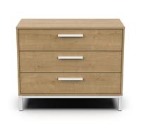 Commode 3 Tiroirs Décor Chêne Et Noir Mat - L90,7 Cm Blanc