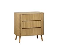 sweeek - Commode 3 tiroirs. décor strié Naturel. L 80x P 45 H 80cm