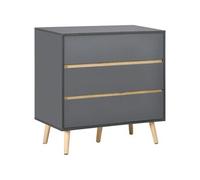 Commode 3 tiroirs design scandinave panneaux particules gris aspect bois clair