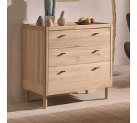 Commode 3 tiroirs en chêne massif romane bois naturel TU