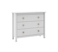 Petit mobilier enfant Altobuy DAVA - Commode 3 Tiroirs en Pin Massif Blanc -